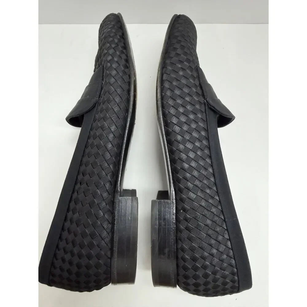 Bally Men’s Black Leather Dress Shoes 10D Basket Weave Toe Luxury Italian